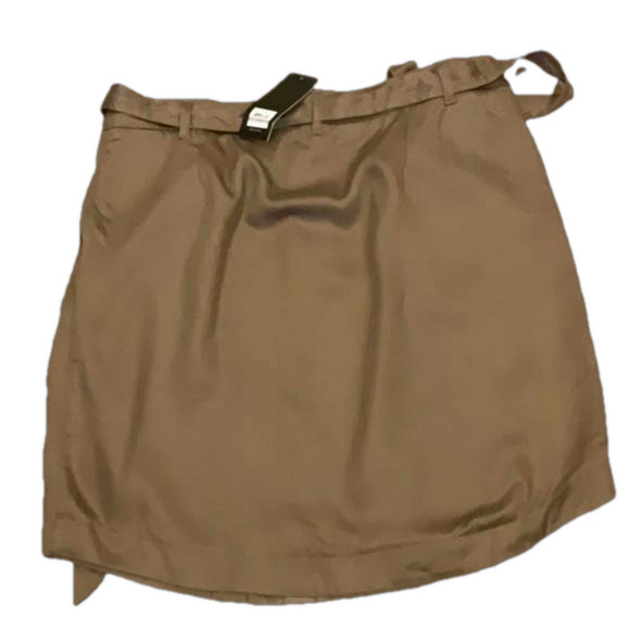 Jones New York sz 12 brown rounded hem mini skirt with pockets and tie belt - Picture 2 of 7